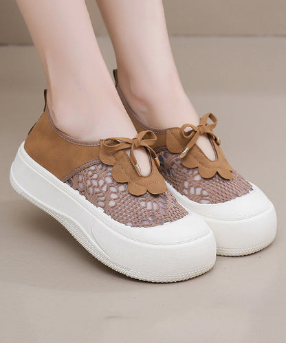 Black Splicing Breathable Mesh Platform Flat Feet Shoes