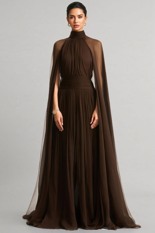 Hiram Mesh High-neck Bow Maxi Dress