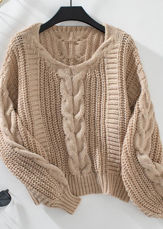 Cozy Cable Knit Lantern Sleeve Sweater - Soft Chunky Knit for Autumn/winter