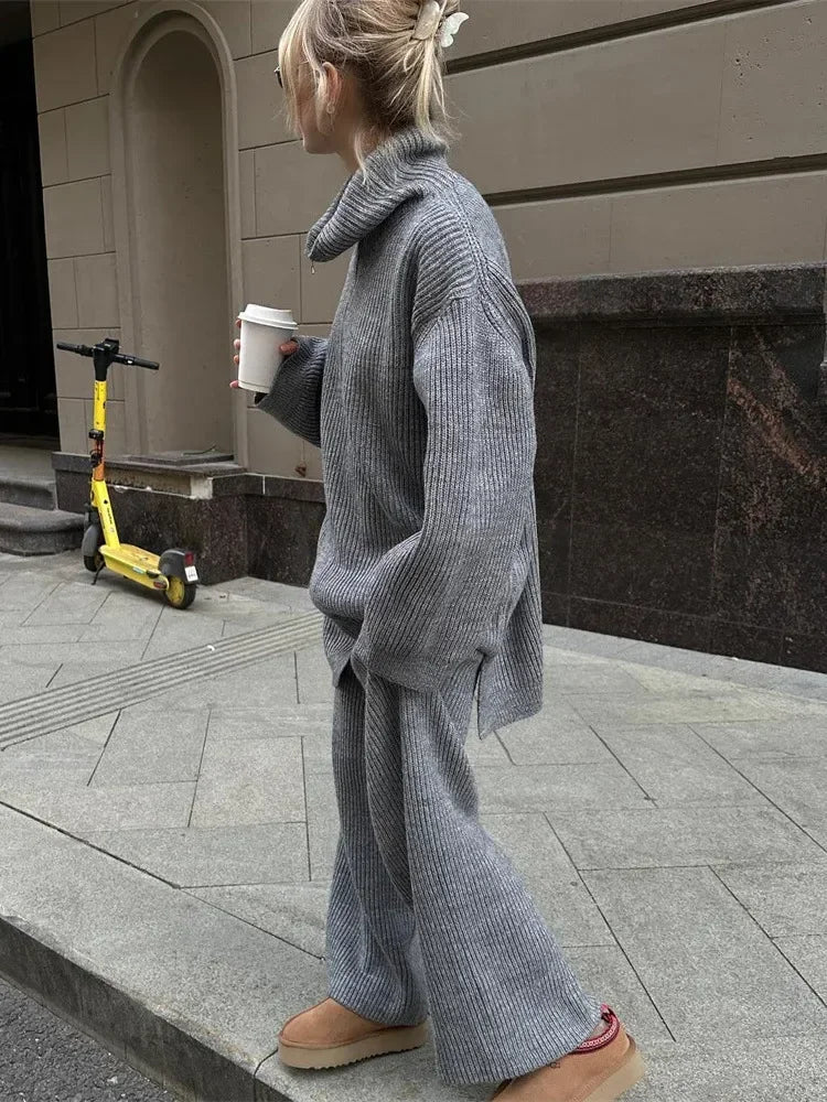 Color Half Zip Sweater Matching Set