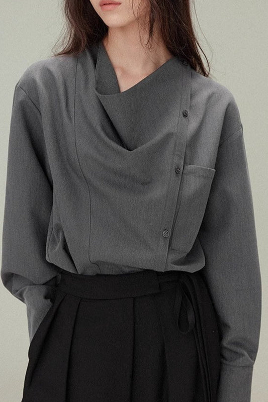 Relaxed Draped Neck Blouse