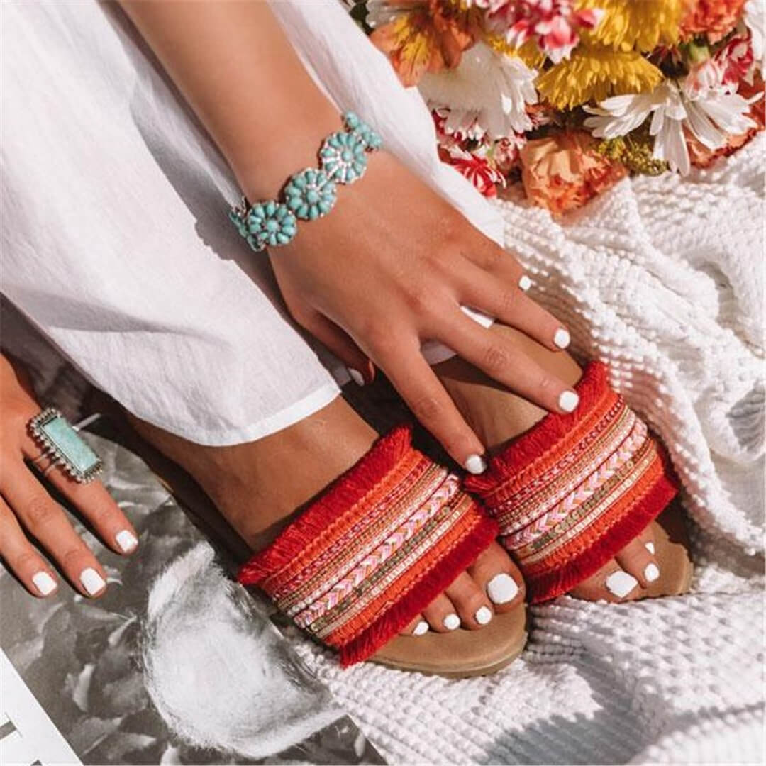 Roman Colorblock Flat Slippers