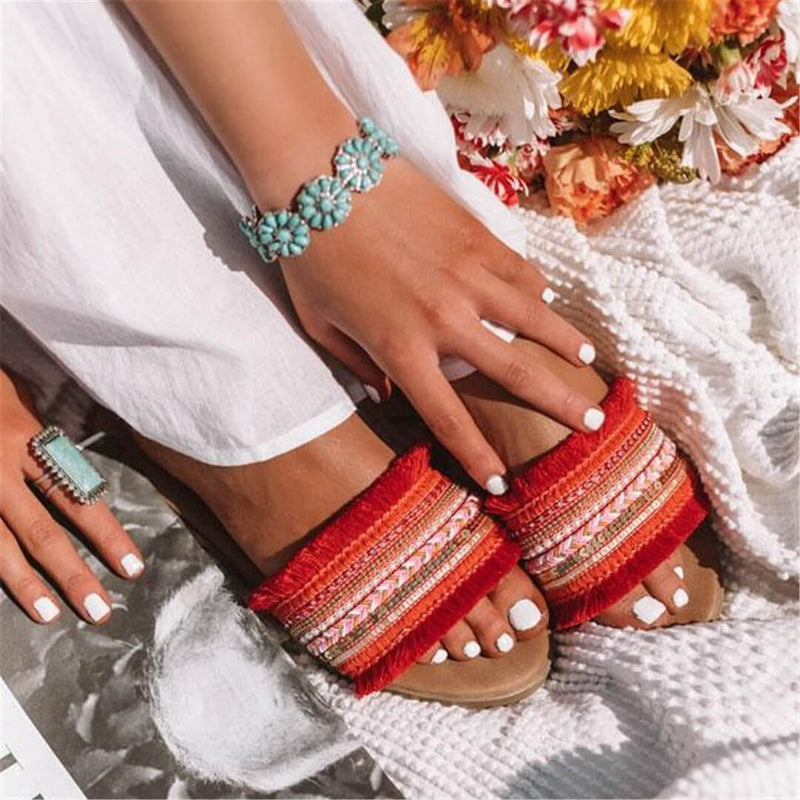 Roman Colorblock Flat Slippers