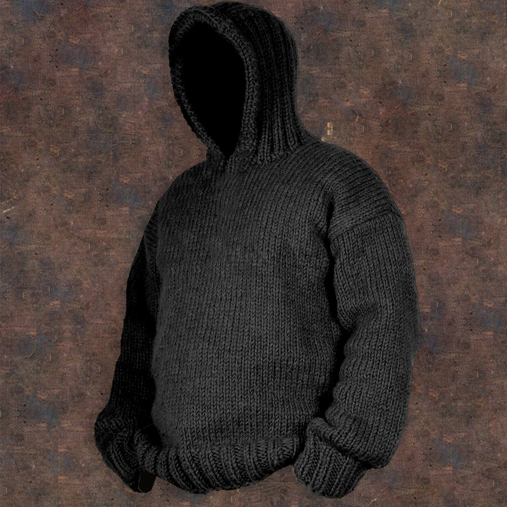 Vintage Cable Knit Basic Hooded Sweater artswardrobe
