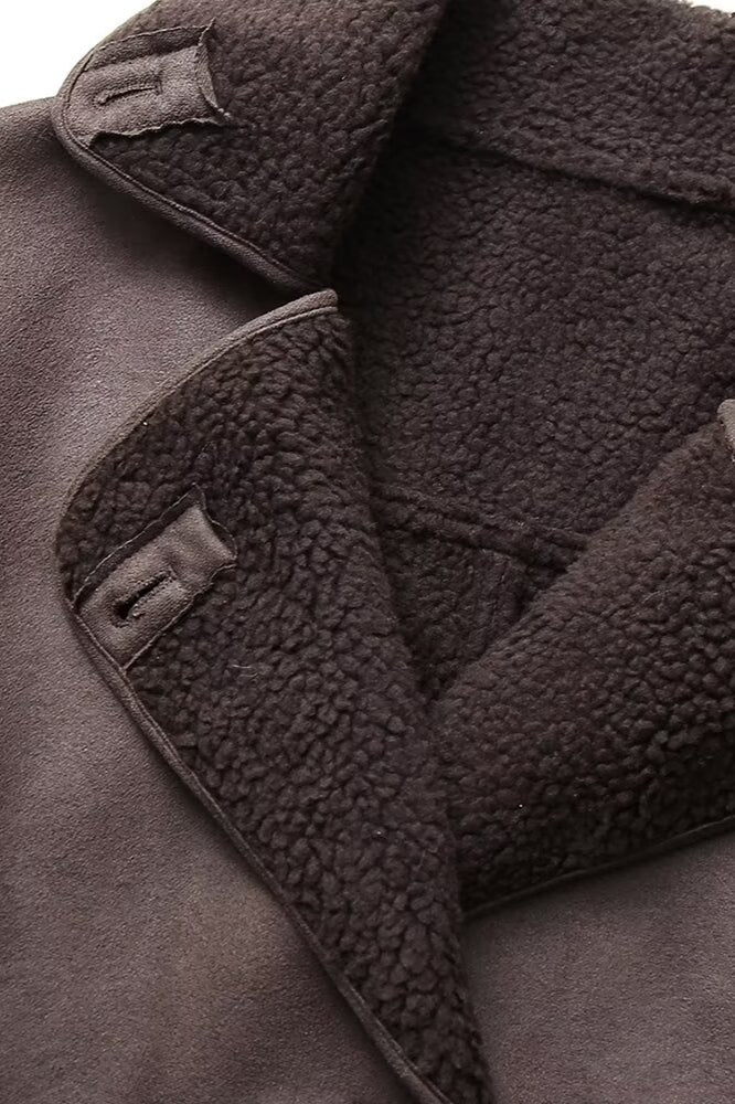 Faux Shearling Collared Coat