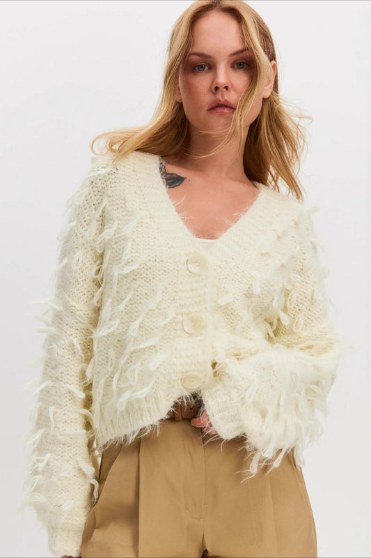 Slouchy V-neck Tasseled Loose Sweater