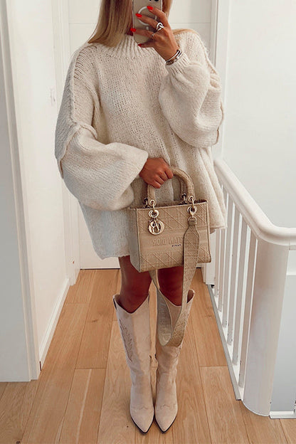 Drop Shoulder Plain Pullover Sweater