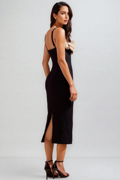 Zoratd Black Strapless Lace Bandage Midi Dress