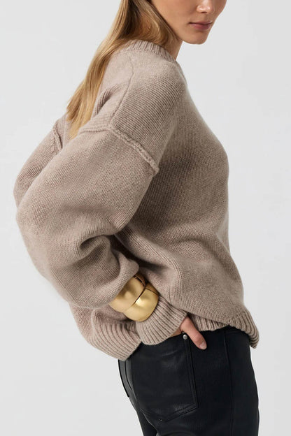 Round Neck Color Pullover Sweater