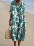 Vibrant Sea Creatures Pattern Printed Women's Flowy Dress