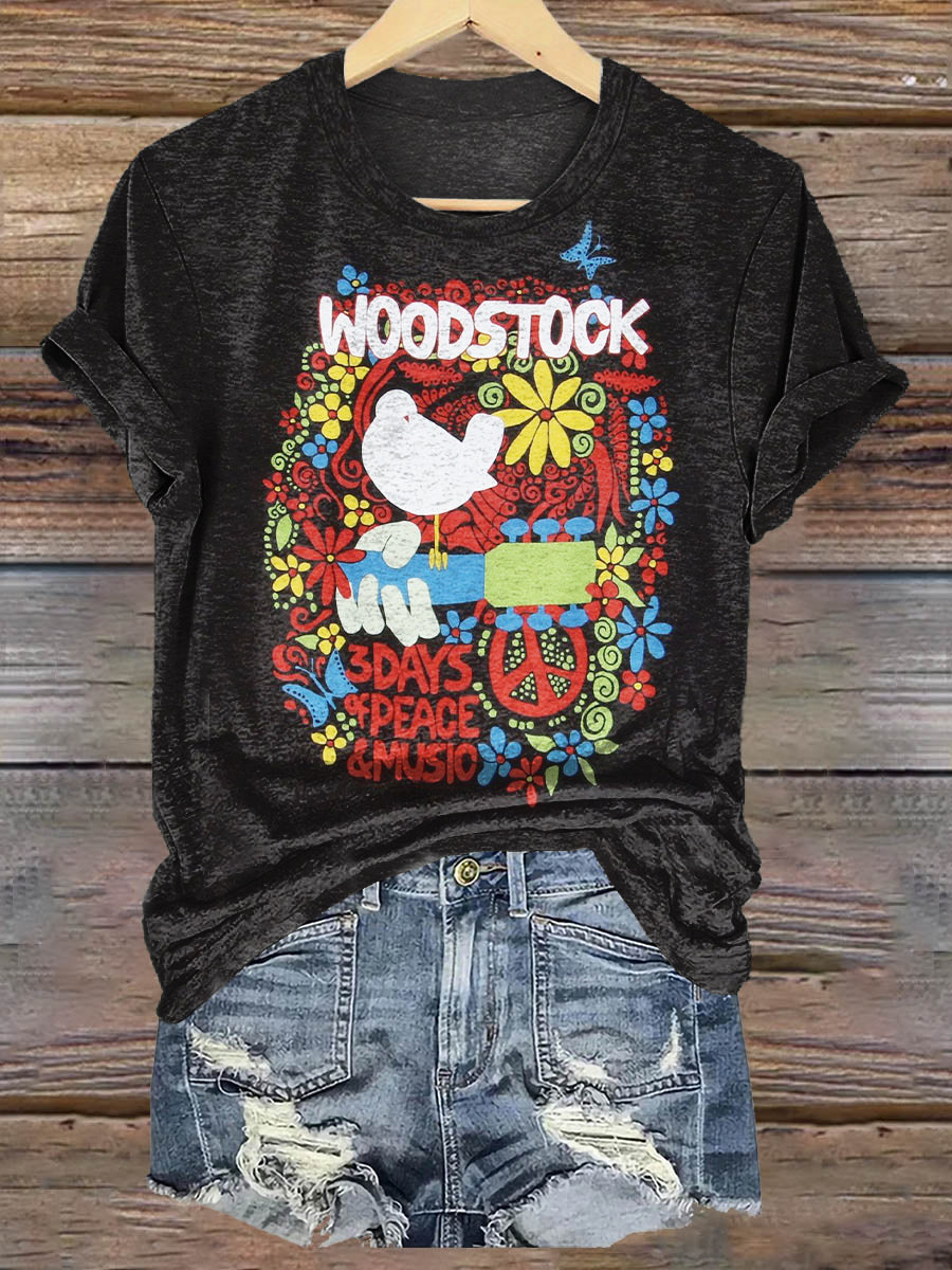 Hippie Peace Dove Art Print Casaul Short Sleeve T-shirt