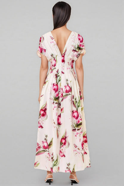 Liams V-neck Printed Backless Maxi Dress