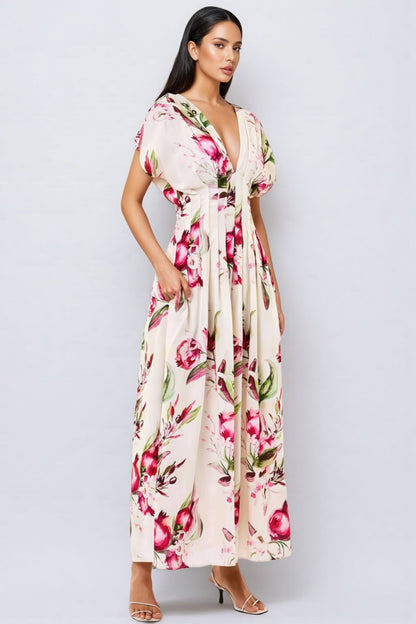 Liams V-neck Printed Backless Maxi Dress