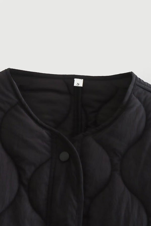 Stand-collar Single-breasted Mid-length Loose Cotton Coat