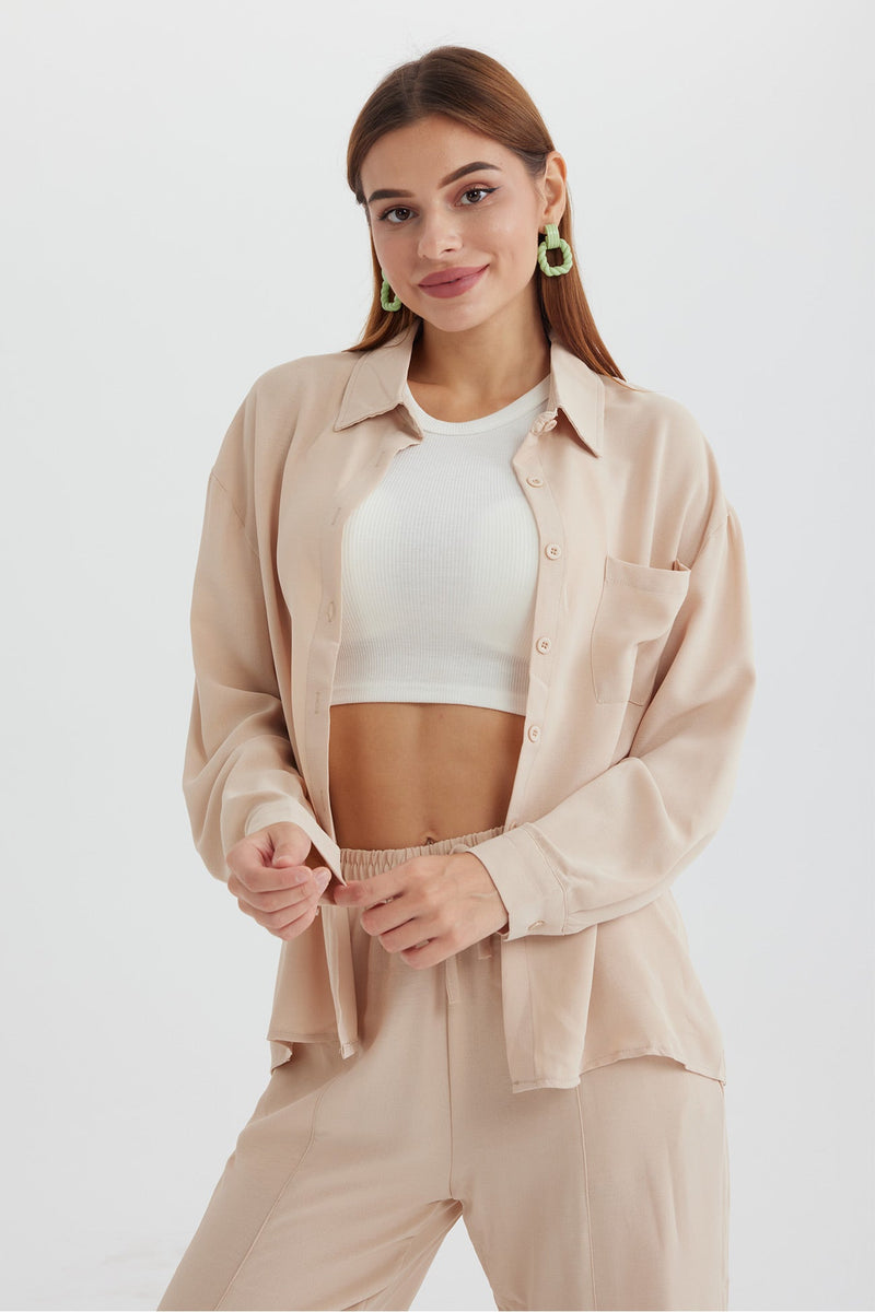 Long Sleeve Color Shirt Long Pants Set
