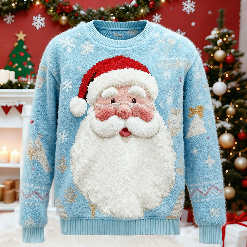 Comstylish Cute Santa Claus Pattern Warm Crew Neck Sweater