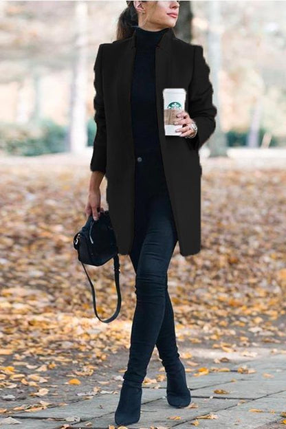 Rosamary Stand Collar Open Front Cardigan