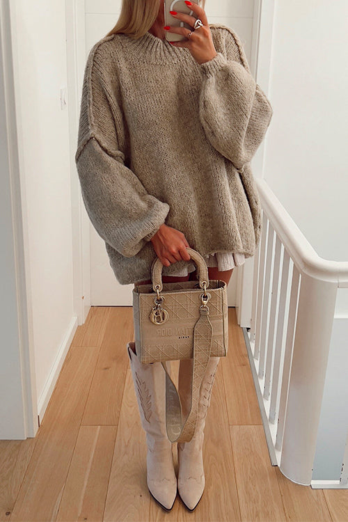 Drop Shoulder Plain Pullover Sweater