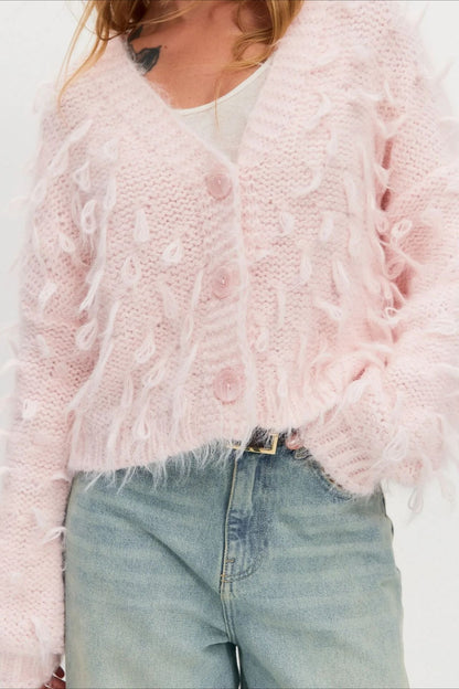Slouchy V-neck Tasseled Loose Sweater