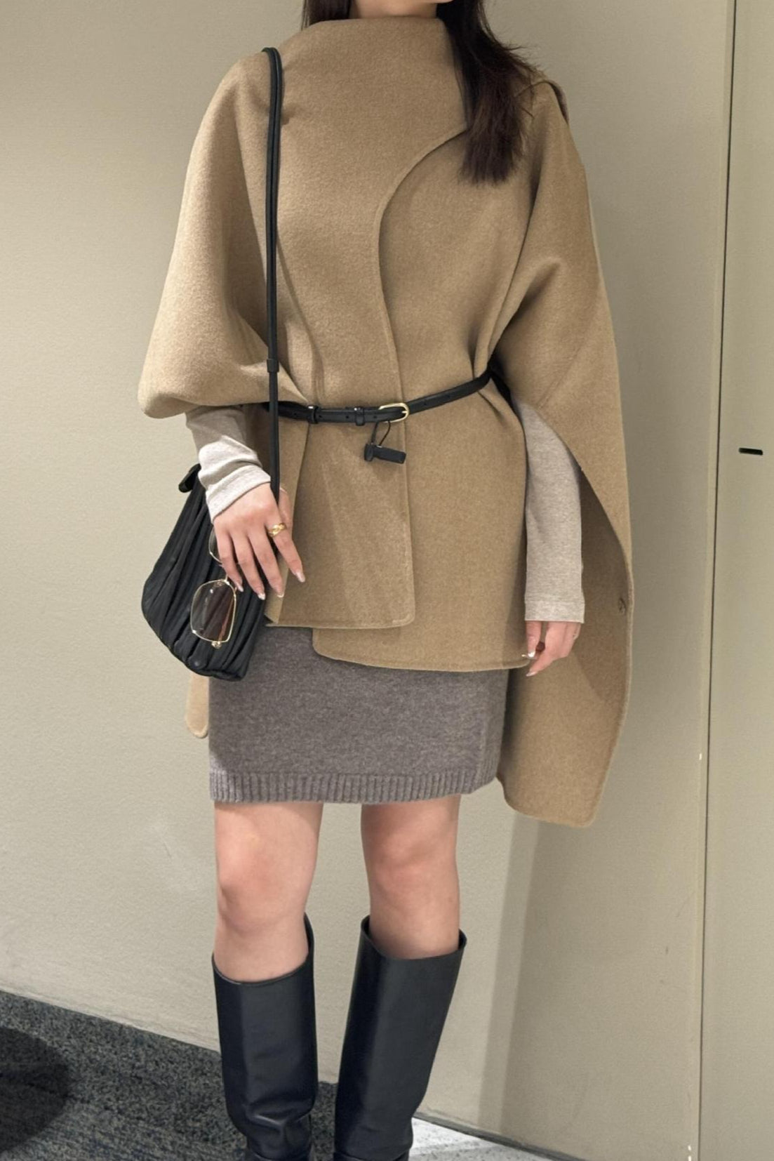 Wool Tencel Scarf Shawl Cape Irregular Coat