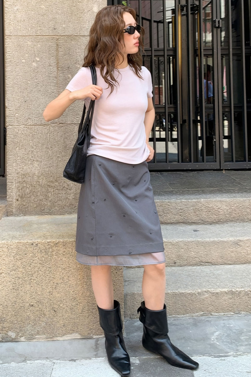 Embroidered Mesh Mini Skirt