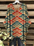 Women's Japanese Art Design Print Casual Top