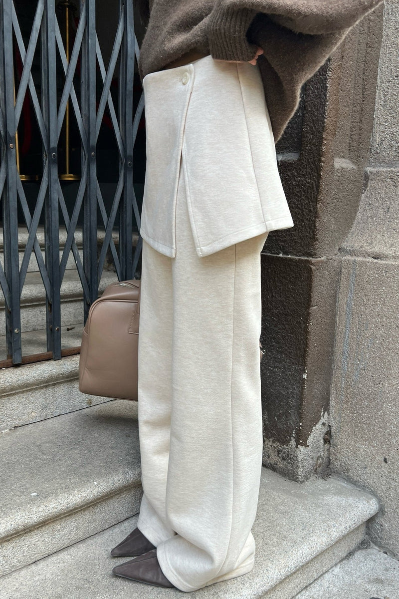 Layered Look Fleece Lined Ruffle Pants