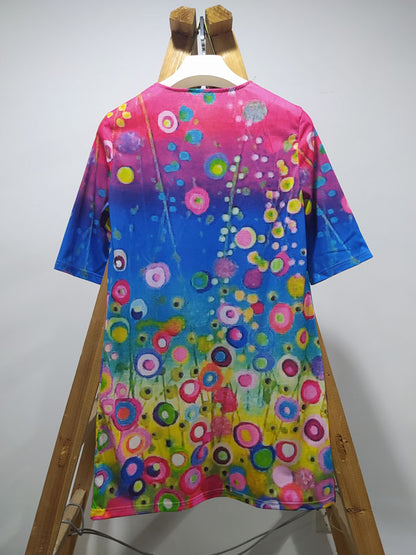 Original Printing V-neck Short Sleeve Mini Dress