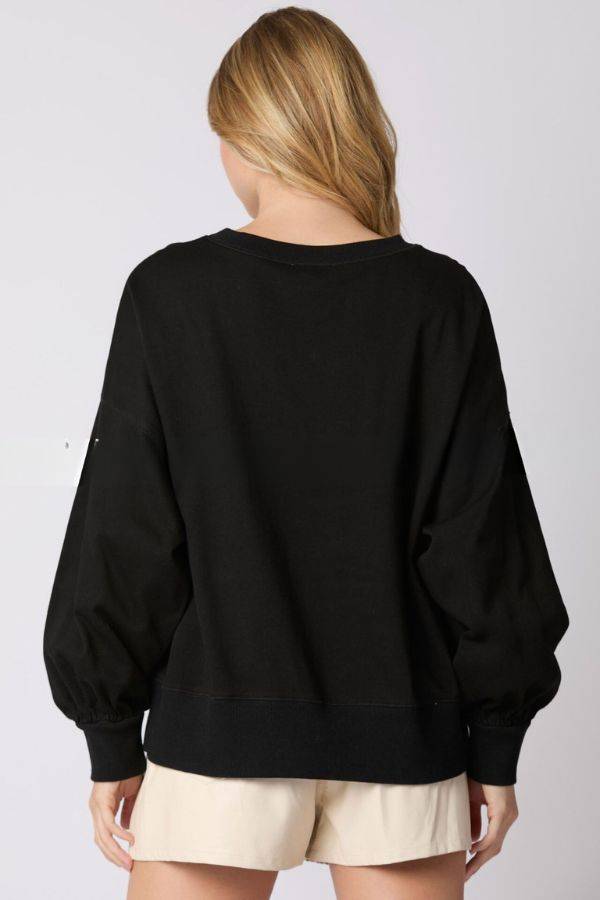 Halloween Letter Bowknot Sweater Loose Top