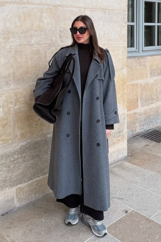 Color Long Sleeve Trench Overcoat