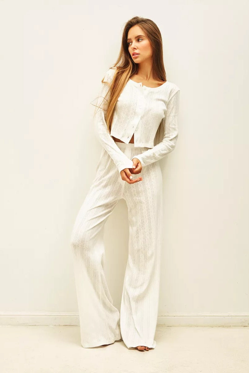 Soft Cutout Jacquard Two Piece Set