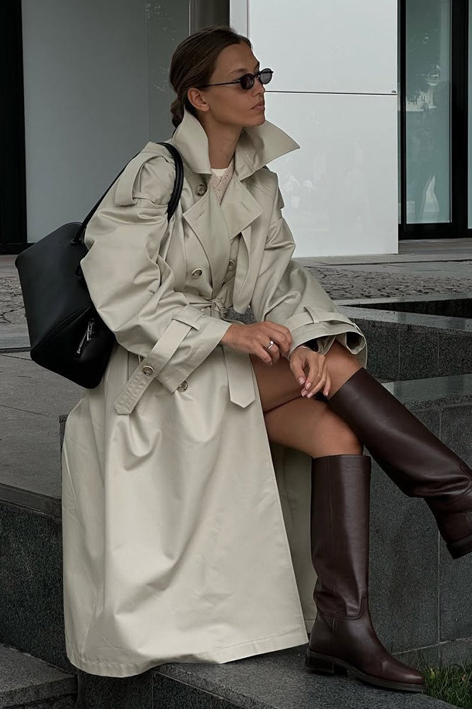 Belted Long Line Trench Overcoat