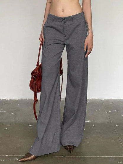 Gray Versatile Low Rise Tailored Pants
