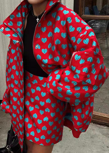 Bold Heart Print Two-piece Set