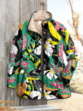 Women's Vintage Colorful Floral Art Pattern Print Casual Quilted Cardigan