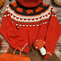 Fallen Leaf Fox Print Crew Neck Sweater artswardrobe