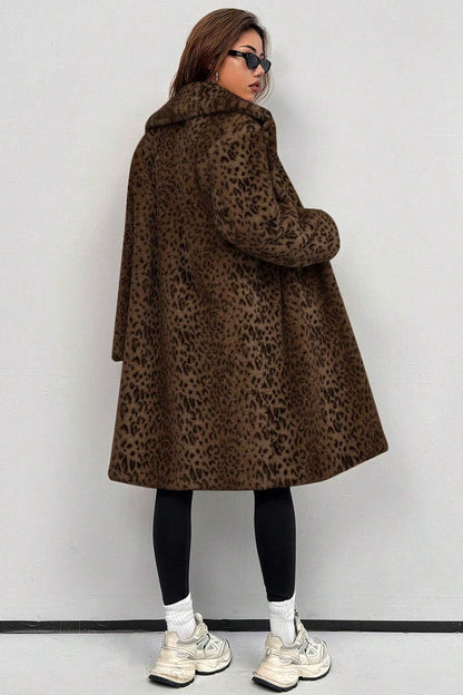 Plush Faux Fur Mid-length Overcoat