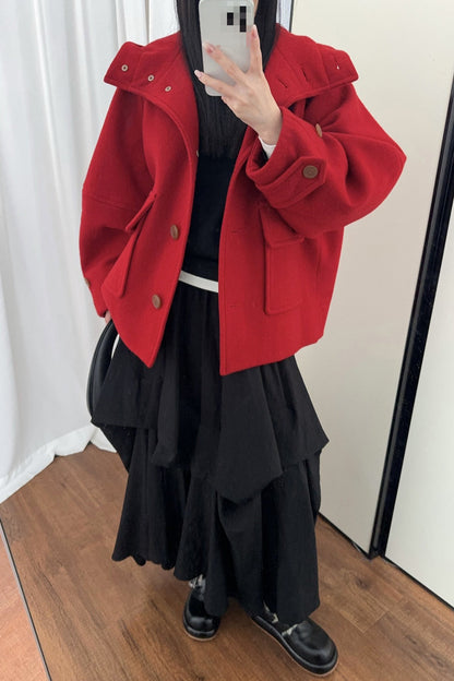 Pointed Hood Button Coat