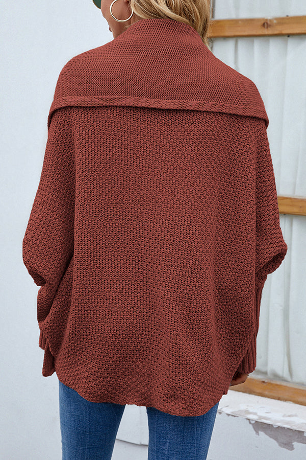 Color Dolman Sleeve Knitted Cardigan