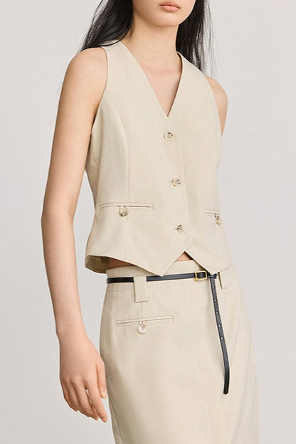 Classic V Neck Sleeveless Waistcoat Tank Top