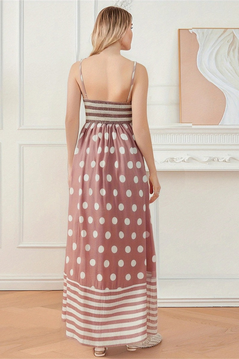 Polka Dot Square Neck Cami Midi Dress