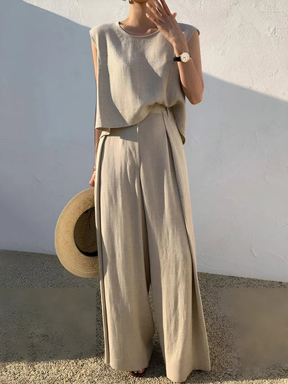 Linen Blends Pants Matching Suit