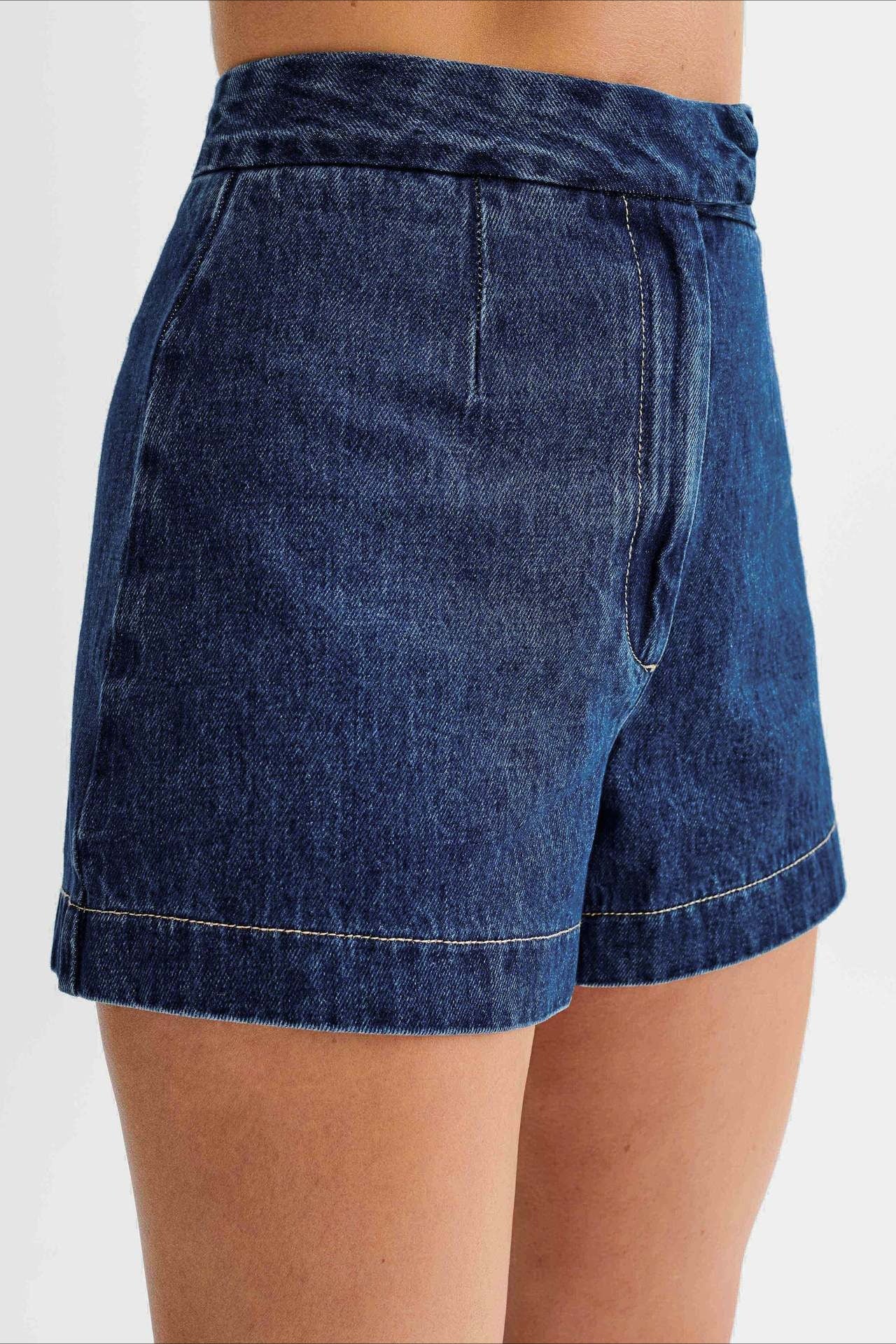 High Waist Vest Denim Shorts Set