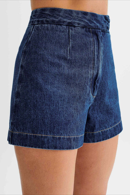 High Waist Vest Denim Shorts Set