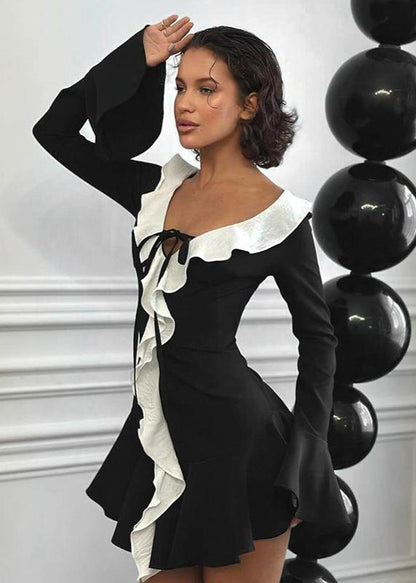Ruffled Contrast Dress