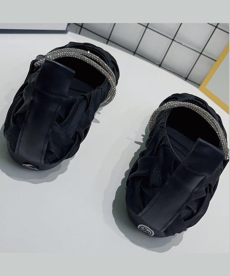 Black Wrinkled Comfy Flat Shoes