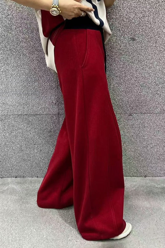 Color Fluid Wide Leg Fleece Sweat Pants