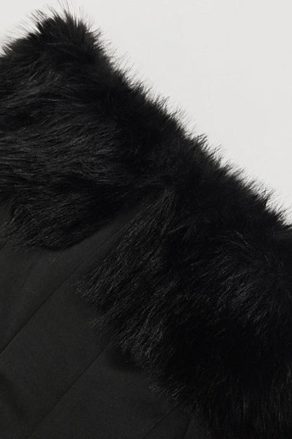 Faux Fur Collar Off Shoulder Bodycon Dress