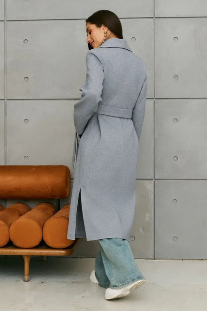 Double Breasted V-neck Wool Overcoat