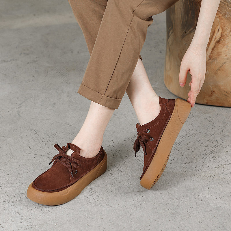 Autumn Retro Leather Flat Shoes
